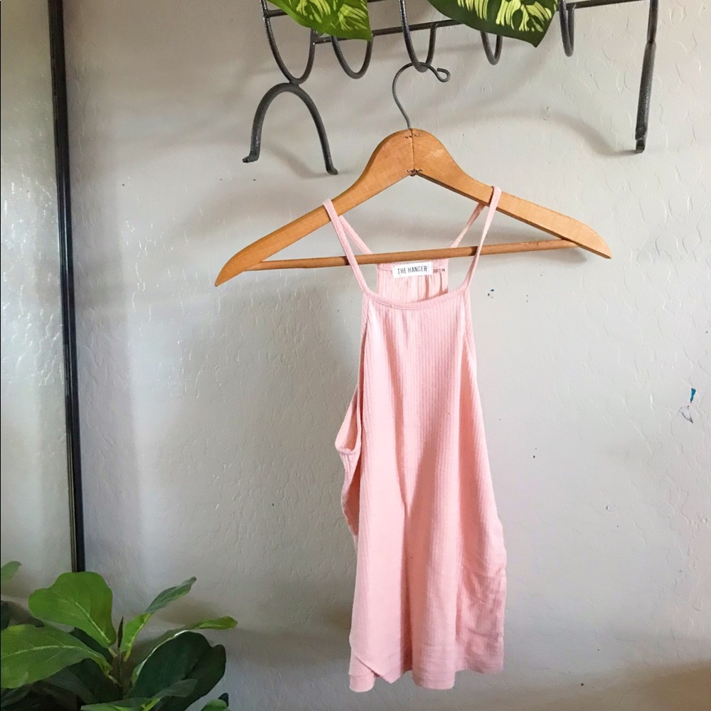 Ribbed Pink Halter Crop Top